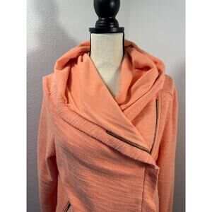 Anthropologie Saturday Sunday Orange Hoodie Jacket M Cotton Moto Wrap Jacket